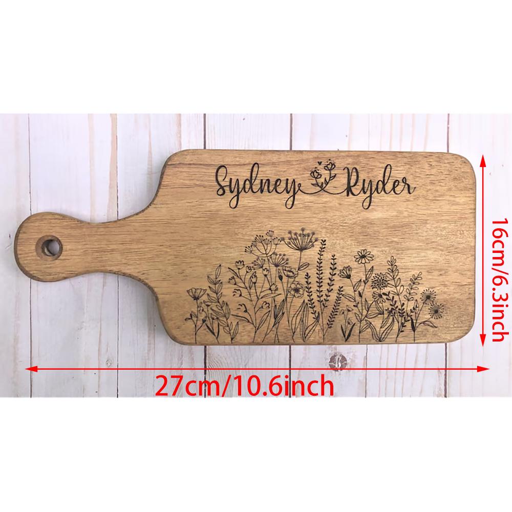 Custom Wedding Couples Cutting Board Newlywed Bridal Shower Engagement Housewarming Gift Engraved Bamboo Board Kitchen Decor