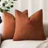 Pack of 2 Soft Textured Throw Pillow Covers Square Accent Solid Cushion Cover Cozy Farmhouse Pillow Case with Zippe for Couch