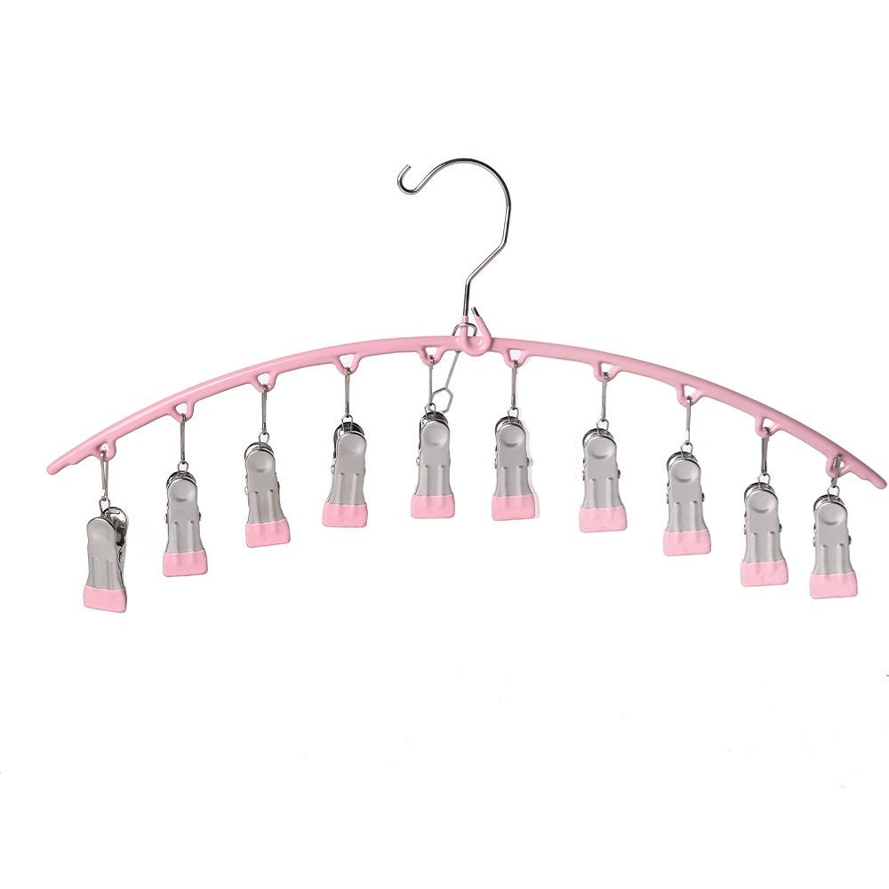 

1 шт. Вешалка изогнутой формы, Вешалки для брюк для йоги, Вешалка для брюк с 10 прищепками, Компактные вешалки для подвешивания 1PC
