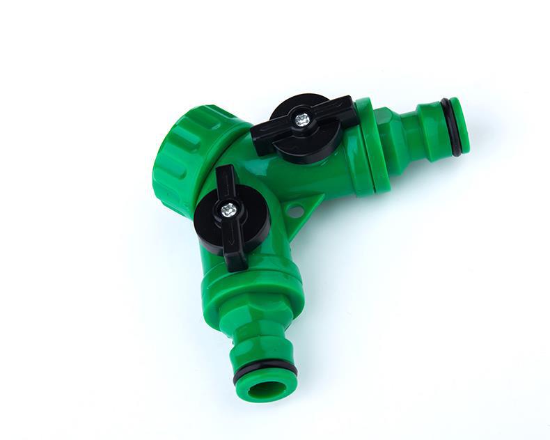 Three-Way Y-Type Ball Valve Faucet Splitter with Double Nipple Connector