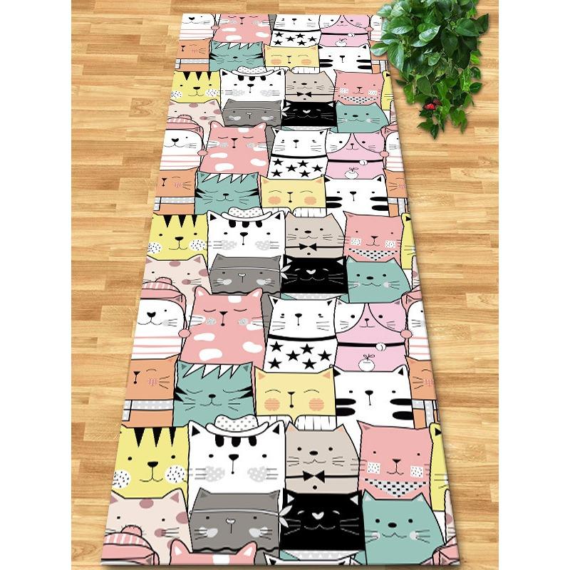 Flowers and Plank Home Balcony 3D Passageway Long Corridor Carpet Spring Floral Pattern Entryway Stairway Rugs Room Aisle Mat