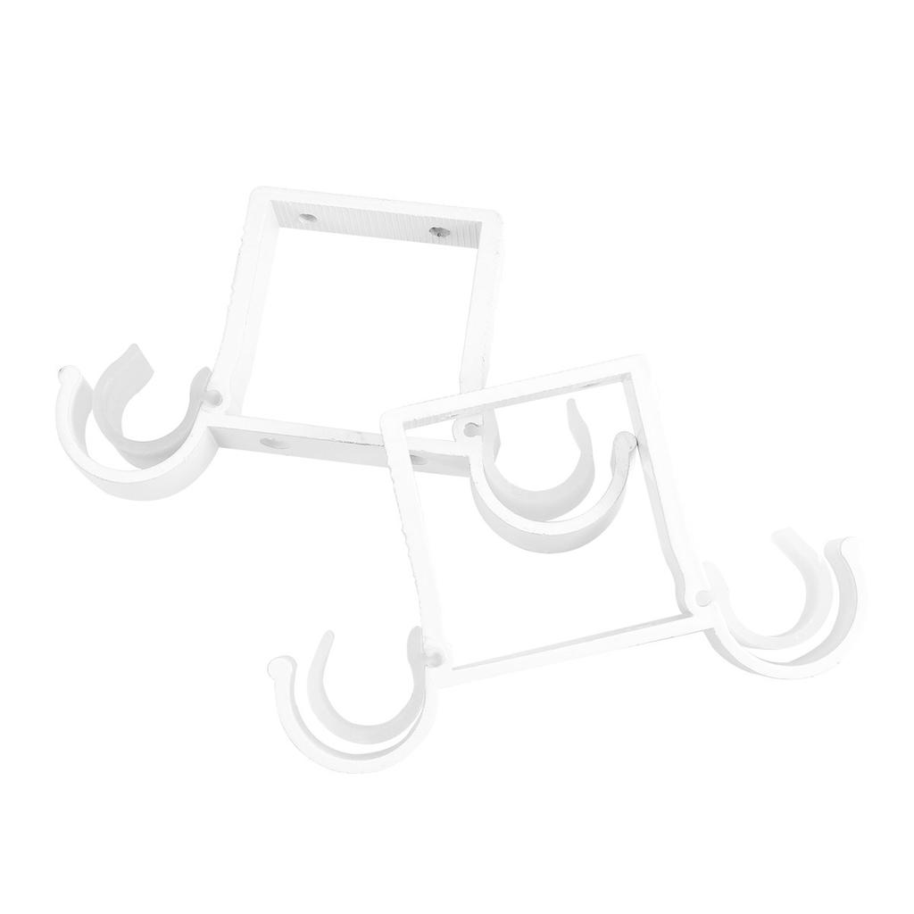2Pcs Aluminum Alloy Curtain Rod Bracket Double Hook Thick Mounting Heavy Curtain Holder Easy Installation Stable Fixed White