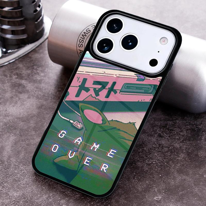 Neon Game Over Pixel Phone Case for iPhone 17 16 15 Pro Max Air 14 13 12 11 Plus Shockproof Capa Cover