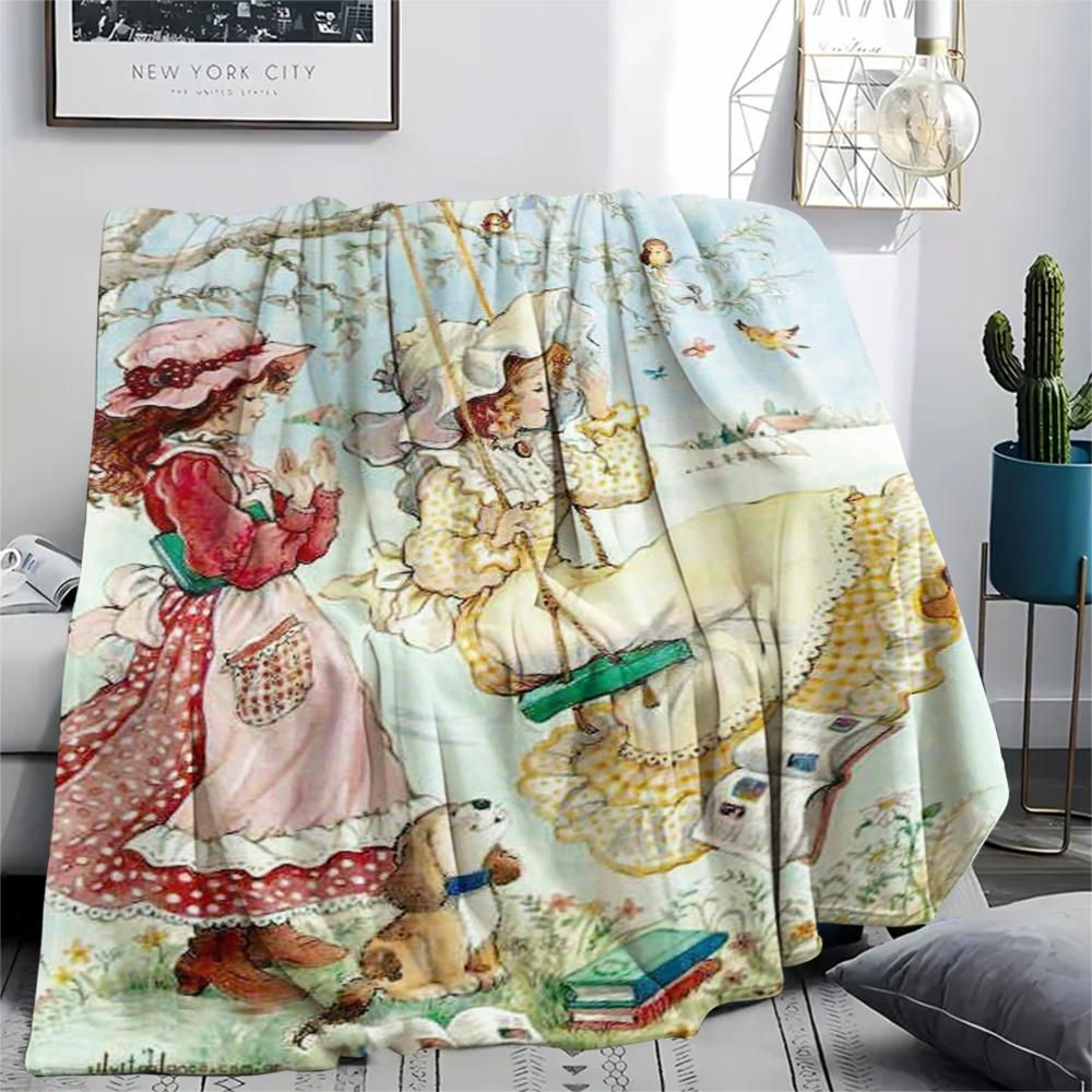 1 ks Flanelová deka se vzorem Sarah Kay, Vysoká kvalita, Pohodlná pro všechna roční období, Domácí dekorace, Teplo a pohodlí, Perfektní pro vánoční dárky144