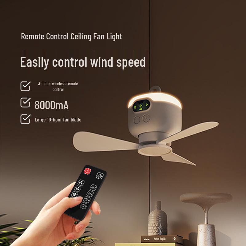 Portable USB Rechargeable Wireless Fan with Remote Control for Camping, Dorms, and Outdoor Use
