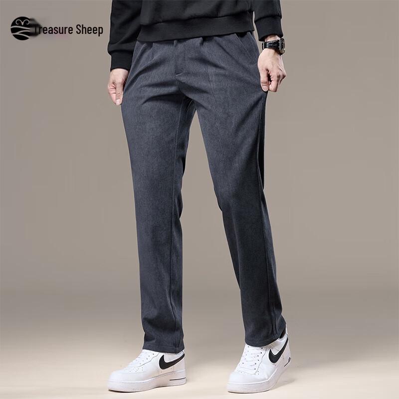 Bao Cai Yang Men's Corduroy Straight-Leg Warm Casual Pants