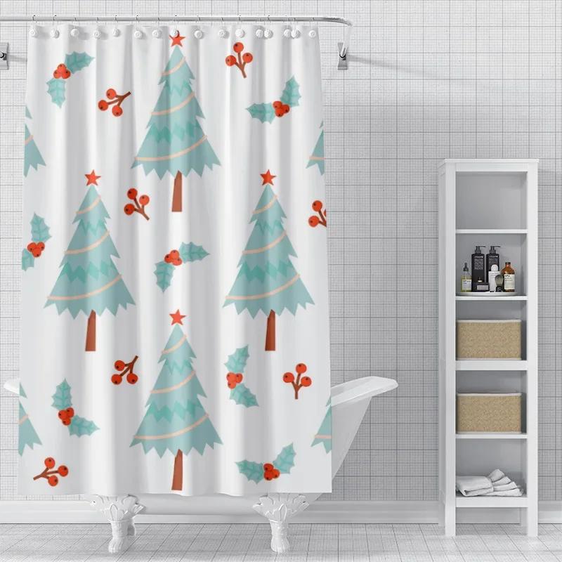 Home decoration shower curtains for bathroom waterproof curtain fabric Modern Nordic style Living Room Merry Christmas winter