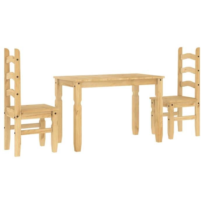 VidaXL Ensemble à manger Panama 3 pcs bois de pin massif, ensemble de table à manger, table et chaises de cuisine, ensemble 3345194