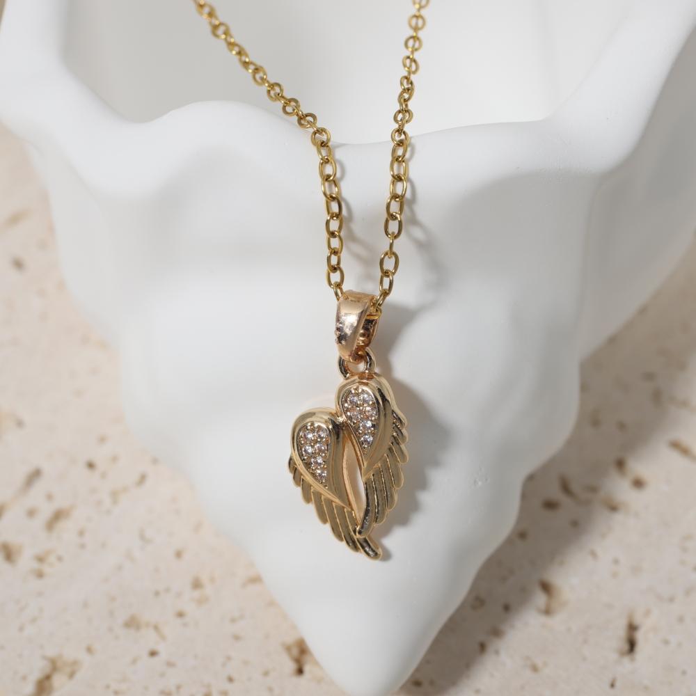 Simple Conch/wings Pendant Necklaces for Women Zirconia Necklace Wedding Party Jewelry Accessories