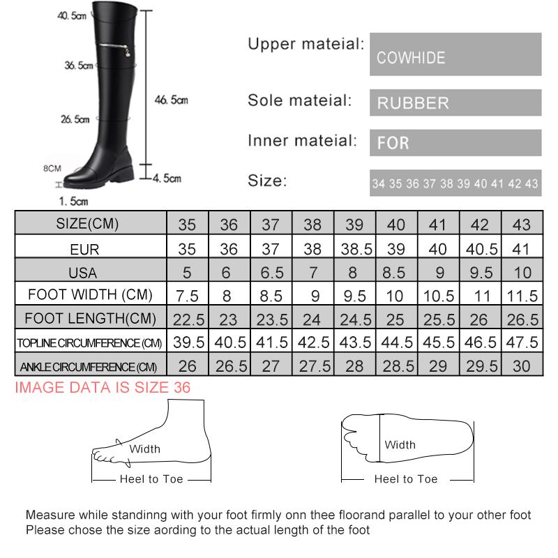 Fashion AIYUQI Women's Over Knee Boots Winter Fashion Middle Heel Fur Long Boots Women Genuine Leather Rider Boots Ladies