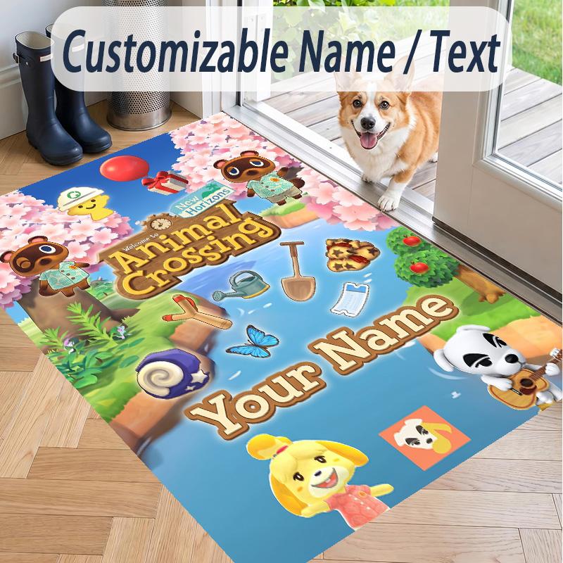 Custom Text Animal Crossing Pattern Floor Rug Soft Indoor Carpet Mat Living Room Bedroom