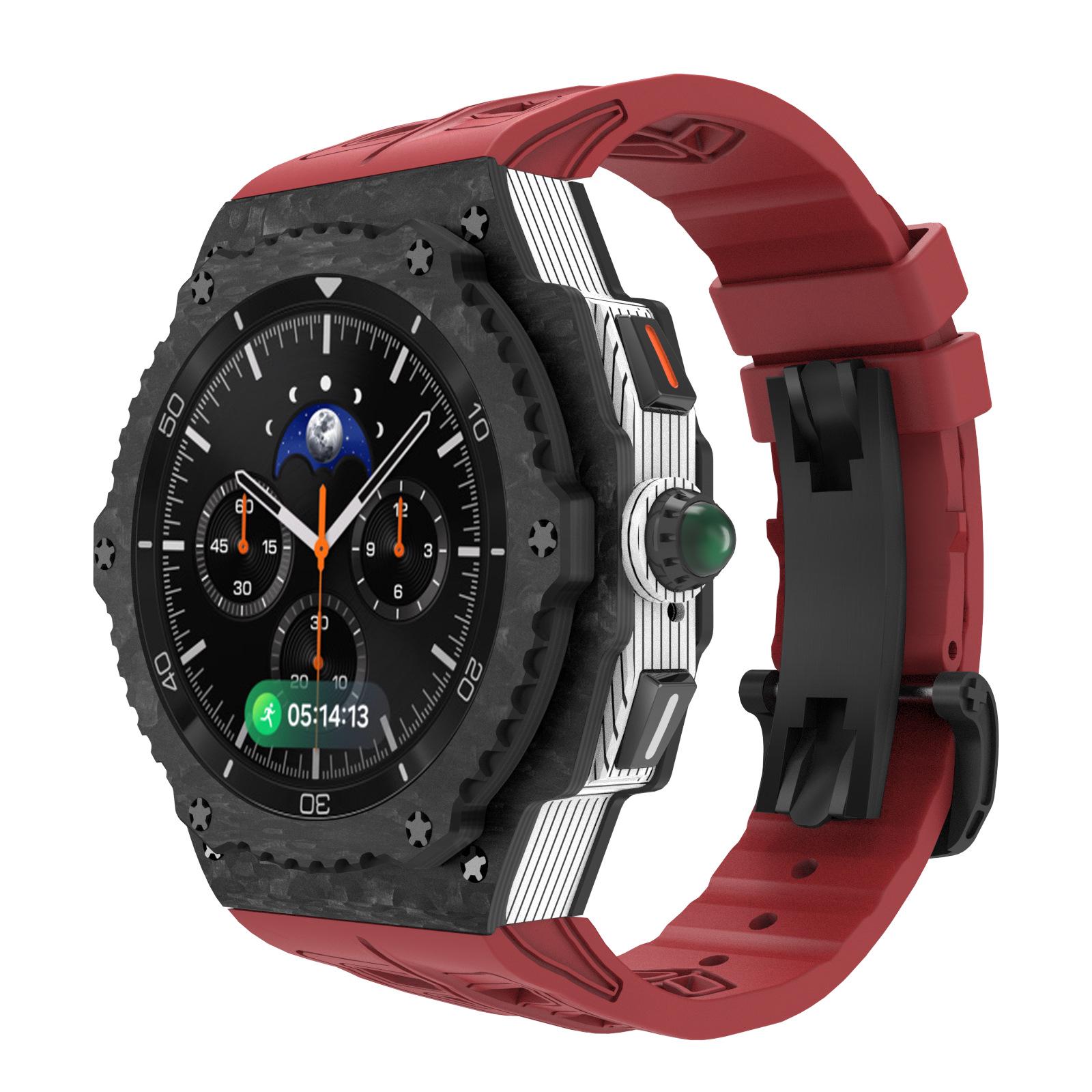 Полностью углеродное волокно Защитный чехол и ремешок для Samsung Watch 8 Classic 46 мм 46mm