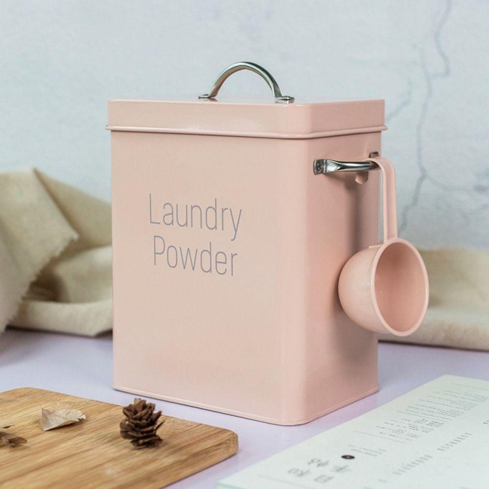 Lid Covered Tin Box Removable Washing Powder Box Laundry Container Washing Dispenser Sealed Box