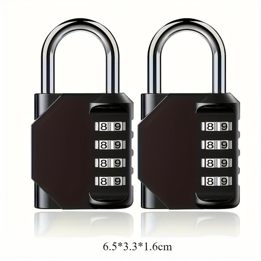 

2 шт. кодовых навесных замка, сбрасываемый 4-значный навесной замок с комбинацией, комбинированный замок для ящика для инструментов, школьного шкафчика, чемодана, рюкзака 2pcs чёрный