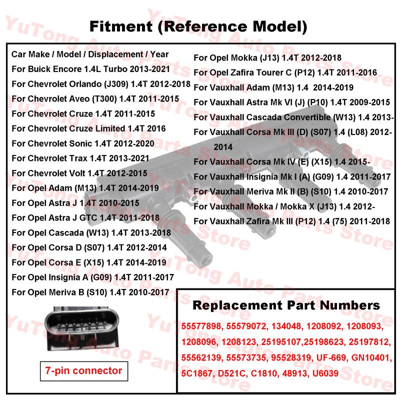 For Opel Corsa D 1.4 Meriva B Adam M13 Mokka Vauxhall Astra J Chevrolet Cruze Trax Orlando 2015 Ignition Coil & Spark Plugs Kit