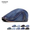 Unisex Washable Denim Ivy Cap: Men's Flat Cap & Women's Octagonal Beret
