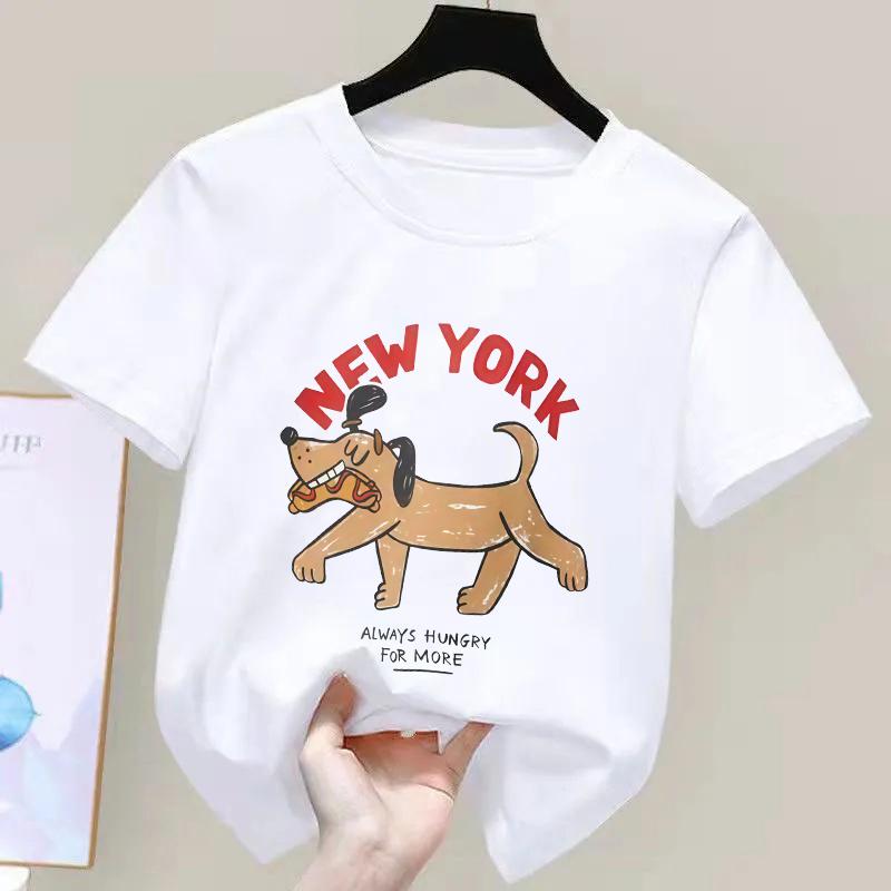 Cute Tees Casual Loose Short Sleeve Tops New Design Tops Summer Clothing Boys Girls Baby Simple Crewneck Tees Printing Tshirt