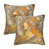 Alphonse Mucha Zodiac Art Nouveau Woman 2 Pcs Square Pillowcase Pillow Cover Cushion Decor Comfort Throw Pillow For Home Sofa