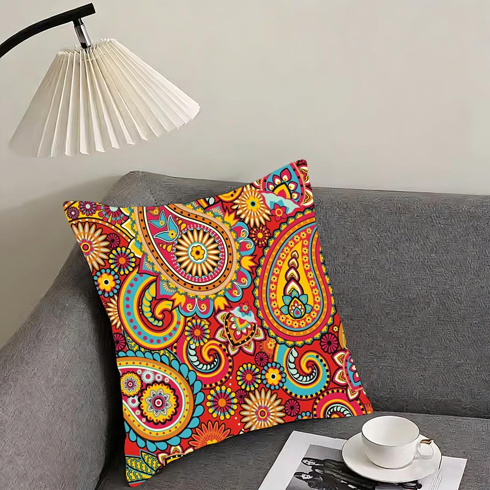 Painted Design PPaisleyS ART Cushion Cover Pillowcase Ultra Soft Skin Friendly Fabric Cloud Like Comfort Concealed Zipper