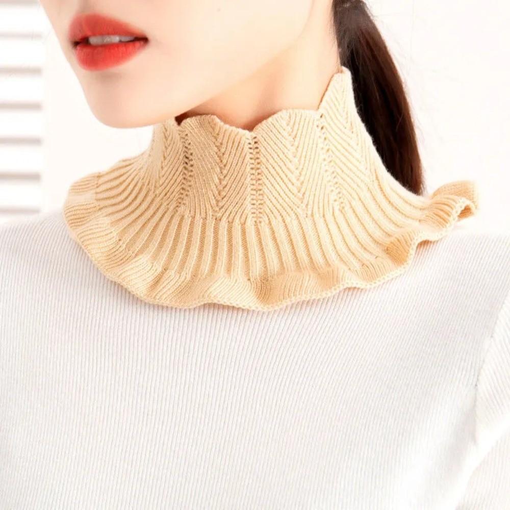 

Versatile Elastic Fake Knitted Collar Warm Knitted Scarf Function Neck Warmer Windproof Detachable Turtleneck Outdoor абрикосовий