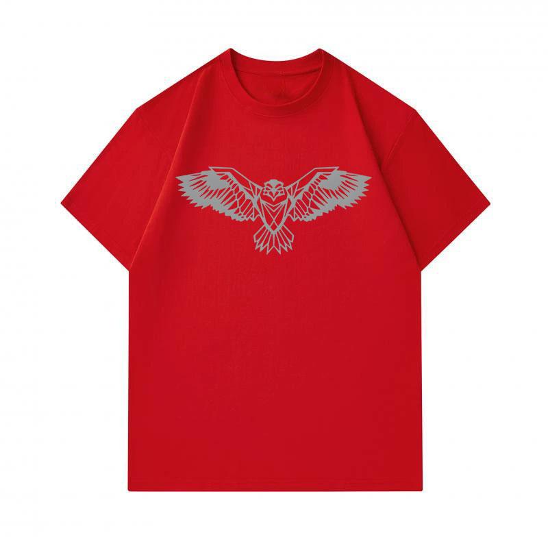 Men's 100% Cotton Crew Neck Short Sleeve T-Shirt, Geometric Stylized Flying Eagle Print Casual Comfortable Lightweight Daily Wear Tee for Outdoor Stre