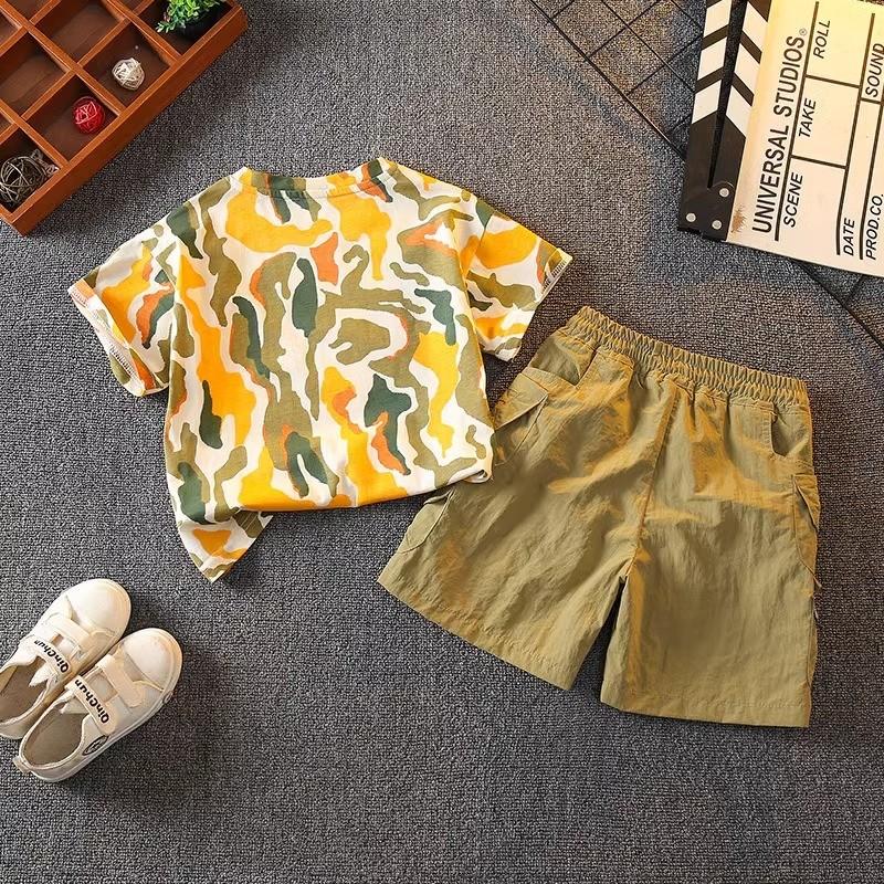 Stylish Boys Summer Outfit 2024 Trendy Two Piece Short Sleeve Cotton Set For Ages 3 To 8