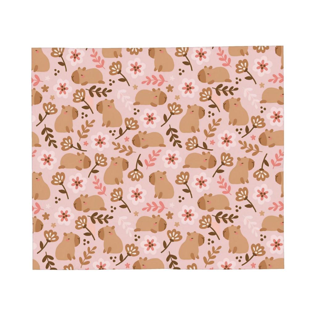 Capybara Cartoon Blanket Fleece Print Multi-function Lightweight Throw Blankets for Sofa Couch Quilt