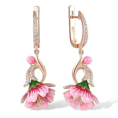 Orecchini da donna con fiori intelligenti e fata, fiori che gocciolano olio, gioielli in zirconi intarsiati, orecchini pastorali alla moda