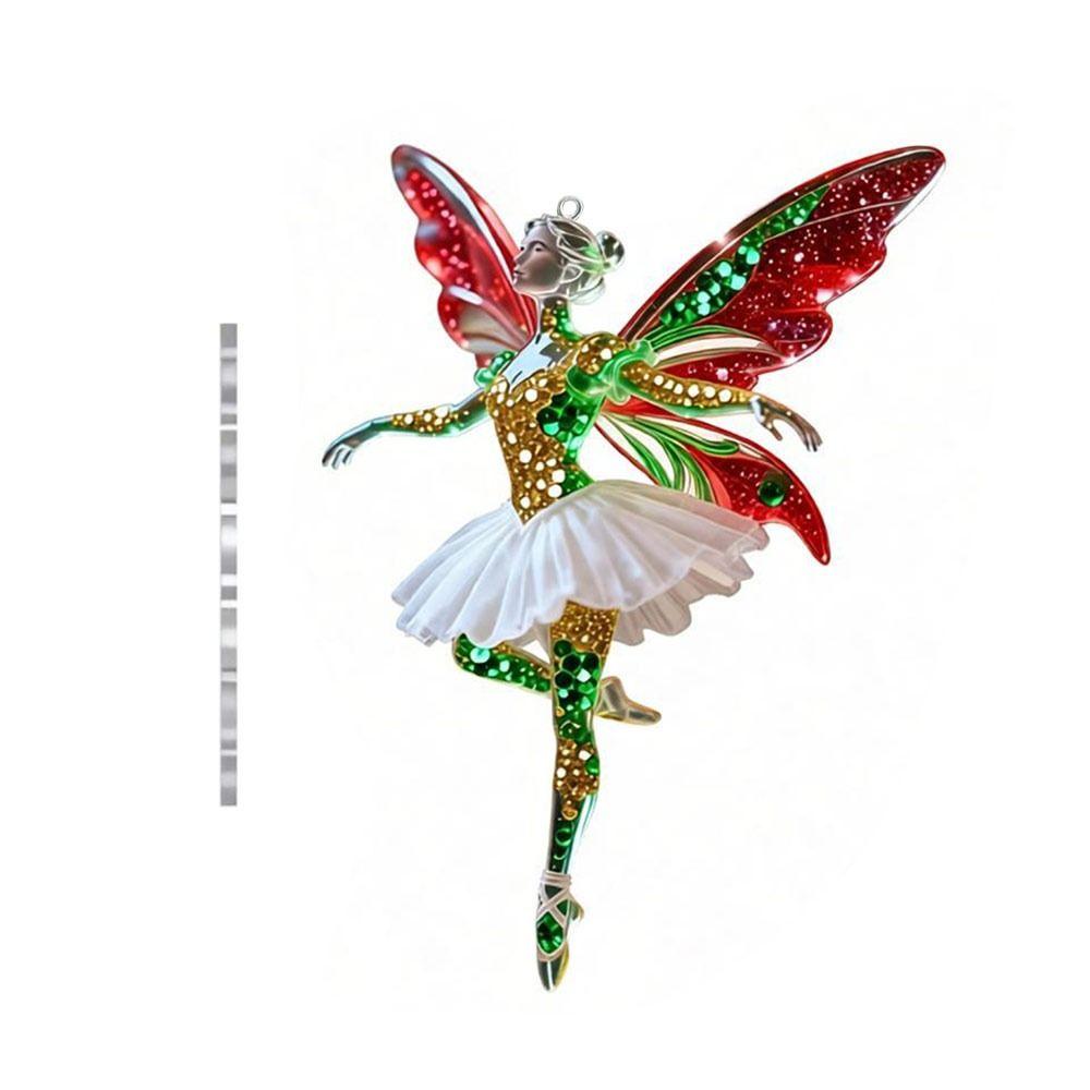 New 2D Flat Christmas Hanging Pendant Ballerina Shining Xmas Tree Hanging Ornament Simulation Acrylic Keychain Bag Charms