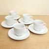 Hotel-style Coffee Cup and Saucer Set (5 Pieces), Basic White, Mino Ware, for Commercial Use