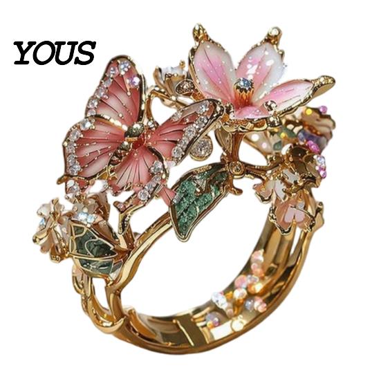 Comfortable Butterfly Ring Lightweight Alloy Finger Ring, Flower Shape Adjustable Opening Vivid Design Band for Daily Wear Date Party