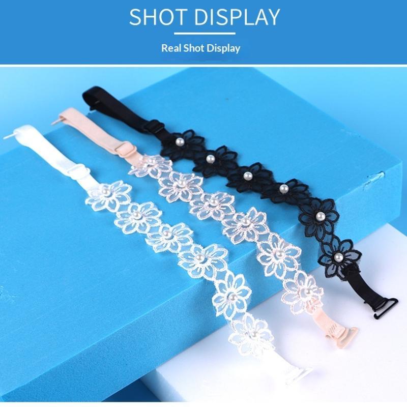 Lace Pearl Bra Straps With Adjustable Length Soft Texture Perfect For Off Shoulder Dresses Daily Casual Wear