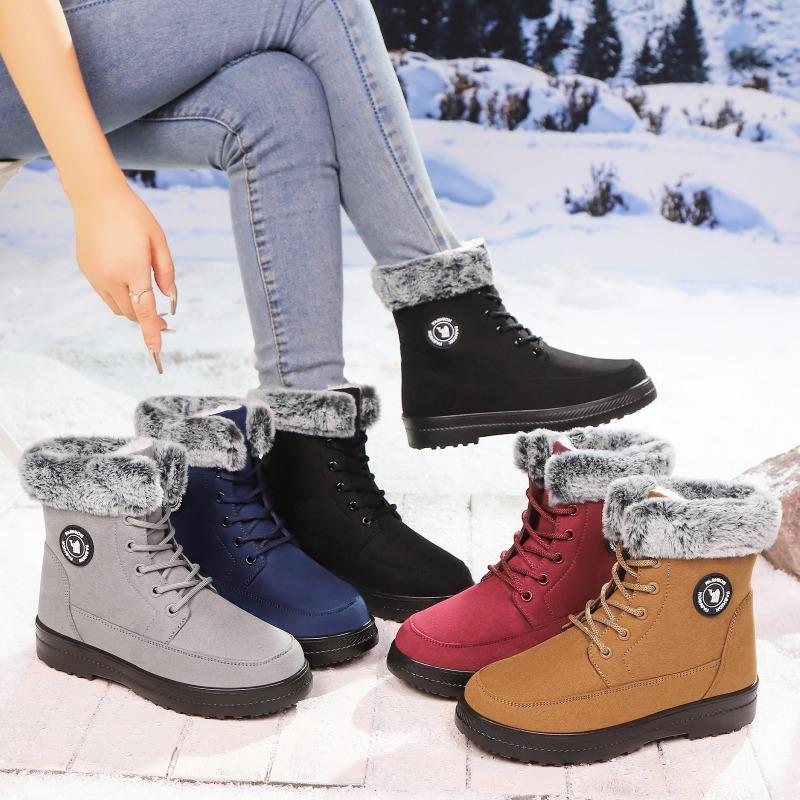 Shoes women's shoes winter new cotton boots piled thickened medium help warm snow boots one foot cotton shoes