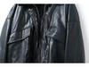 2024 A/W Women's Loose Faux Leather Coat with Removable Fur Collar - Style 24188