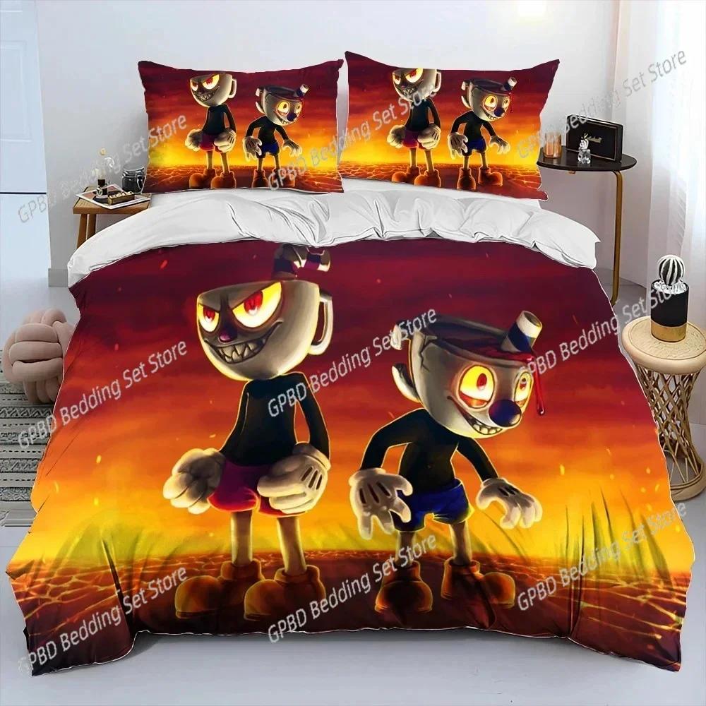 Cuphead And Mugman Game 3D NEW Duvet Cover Pillowcase Bedding Set Adult Boy Girl Bedroom Decoration Children Single Double Large