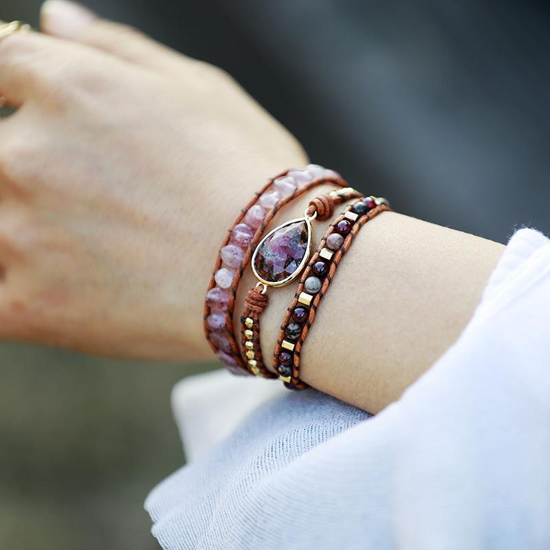 BLINGBAY Women's Bracelet New Crystal Scalp Rope Hand-Woven Beaded Bracelet Bohemian Multi-Layer Bracelet Fashion Jewelry Girls Jewelry Gift