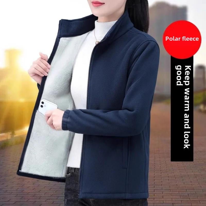 

Женская утолщенная флисовая куртка, двусторонний бархатный внутренний слой, весна, осень, зима, новый стиль, повседневная, удобная верхняя одежда S