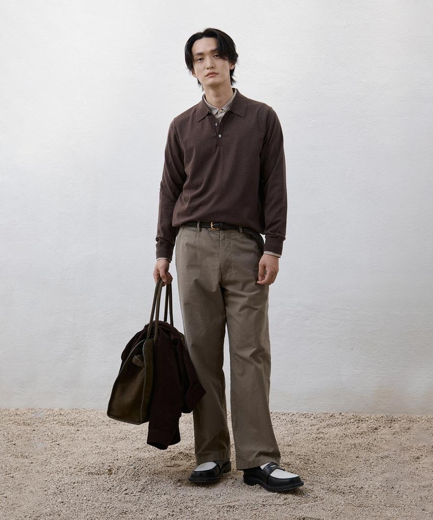 YOUTH Cotton Cashmere Polo Shirt - Dark Brown
