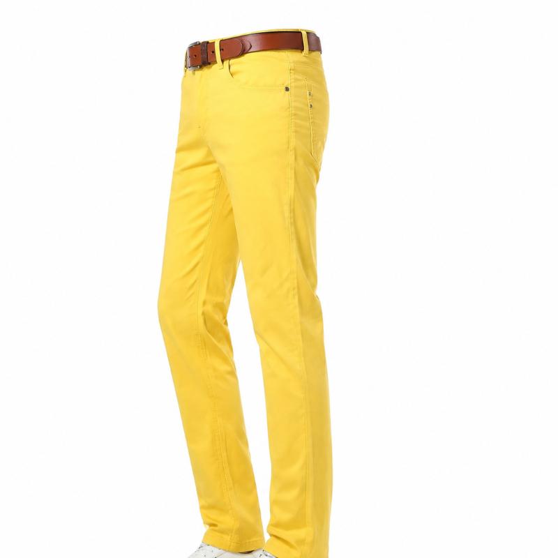 Men'S Casual Pants Slim Fit Straight Cut Stretchy Colorful New Spring And Autumn Style Long Pants
