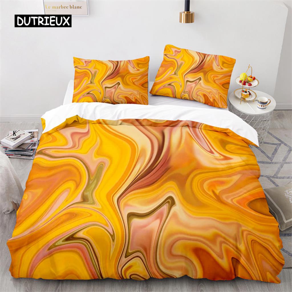 Colorful Marble Printed Pattern Bedspread Cover Package Microfiber Geometric Art Abstract Bed Cover Package King Dimension Queen Size For Girls Kids