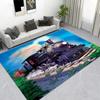 Vintage Steam Locomotive Area Rug, Retro Train Landscape Living Room Carpet, Non-Slip Mat for Train Enthusiasts