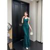 Premium Sexy Dress Mopping Floor Suspender Sequin Dress Evening Dress Women's Neck Suspender Dress Summer