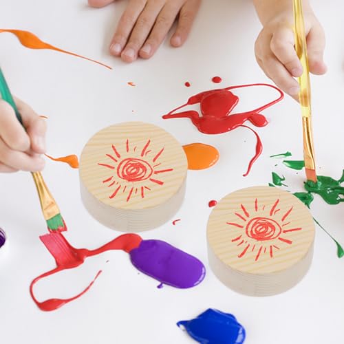 EXCEART Wood Slices, 5x5x0.8cm, Set of 10, Natural Round Wood Pieces, Paintable for DIY Crafts, Handmade Decorations, Coasters, and Photo Props