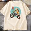 Cat Motorcycle T Shirt Casual Cotton Short Sleeve Tshirt for Unisex Japanese Style Vintage Graphic Tees Unisexs Clothes Streetwear