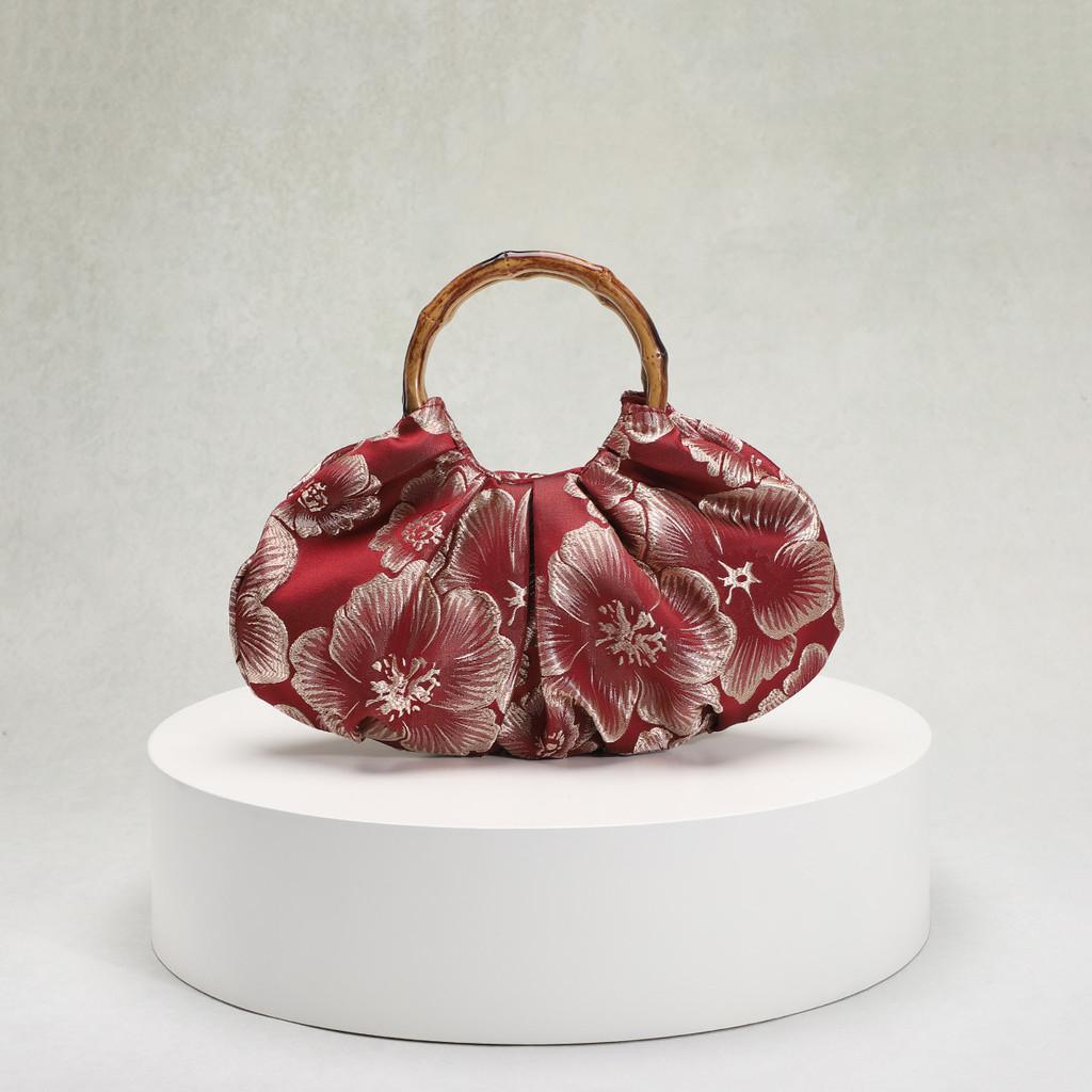 New Chinese Style Bamboo Handbag With Embroidery And Sequins For Daily Wear