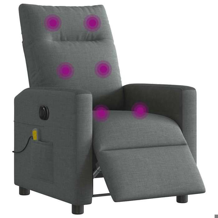 VidaXL Fauteuil inclinable de massage électrique gris foncé tissu 3324046