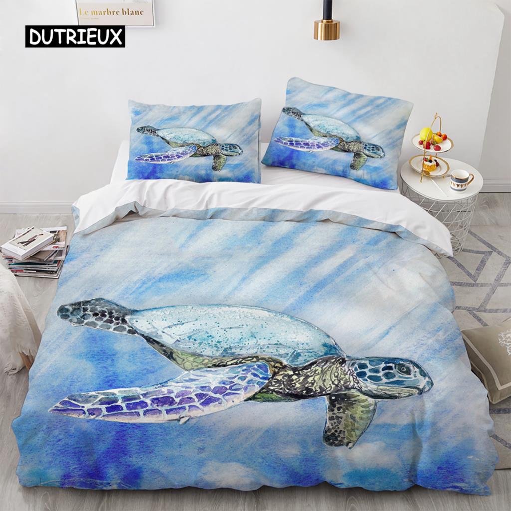 3D Sea Turtle Beddings Set Psychedelic Animal Duvet Cover Comforter Covers Single Twin Full Queen King Polyester Quilt Cover