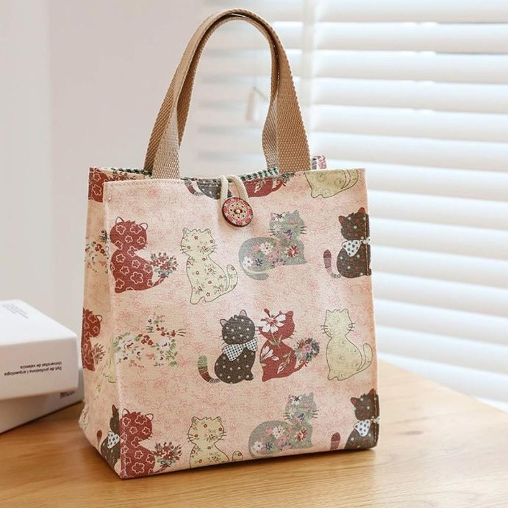 Large Capacity Lunch Bag Canvas Portable Mommy Bag Storage Bag Thermal Insulation Bag Office