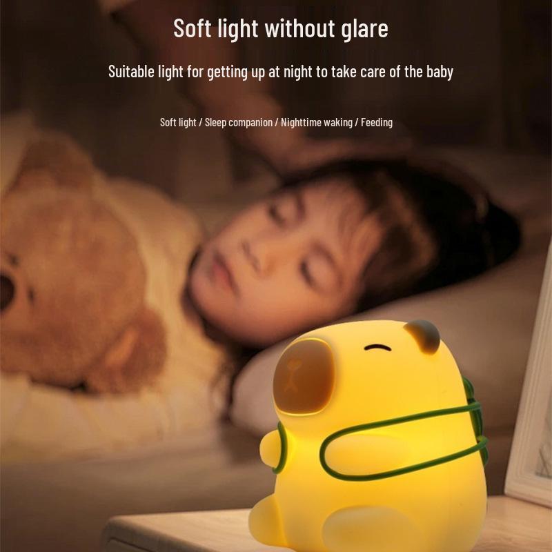 Capybara Silicone Night Light: Children's Seven-Color Bedside Lamp