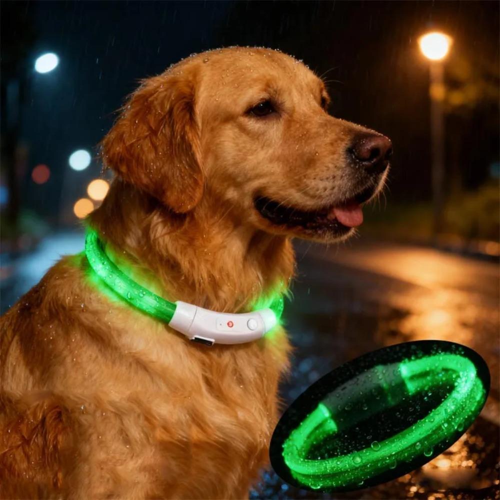 New LED Dog Collar USB Rechargeable,3 Mode Adjustable Glowing Dog Collar for Night Walking,Safe Reflective Pet Collar